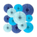 18 Pcs Blue Set Hanging Paper Fan, Hanging Honeycomb Round Paper Fans for Weddings, Birthdays, Baby Showers, Classroom, Events Ceiling Party Supplies Decorations