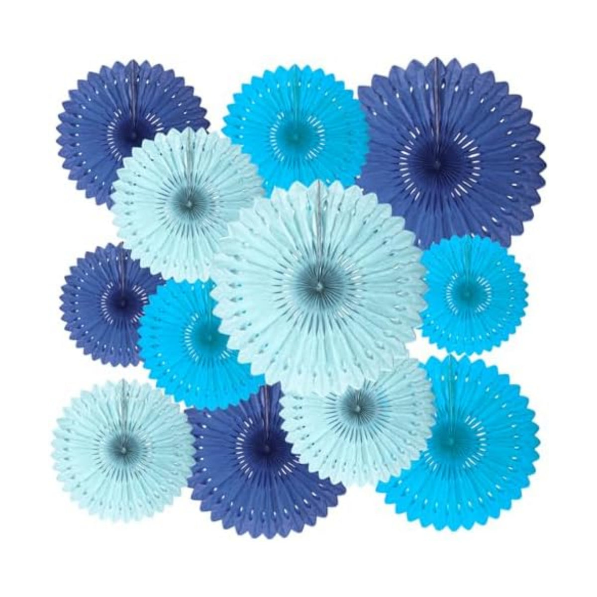 18 Pcs Blue Set Hanging Paper Fan, Hanging Honeycomb Round Paper Fans for Weddings, Birthdays, Baby Showers, Classroom, Events Ceiling Party Supplies Decorations