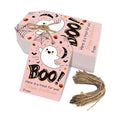 Aukolass 50Pcs Boo Gift Tags, Halloween Treat Tag (Pink Boo)