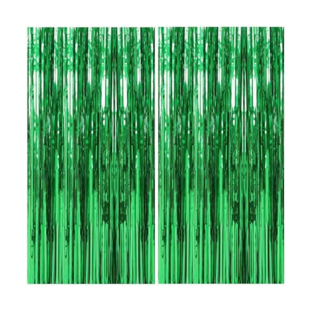 2 Pack Foil Curtain Backdrop Green Metallic Tinsel Foil Fringe Curtains Photo Booth Props for Birthday Wedding Engagement Baby Shower Bachelorette Christmas Holiday Celebration Party Decorations