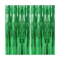 2 Pack Foil Curtain Backdrop Green Metallic Tinsel Foil Fringe Curtains Photo Booth Props for Birthday Wedding Engagement Baby Shower Bachelorette Christmas Holiday Celebration Party Decorations