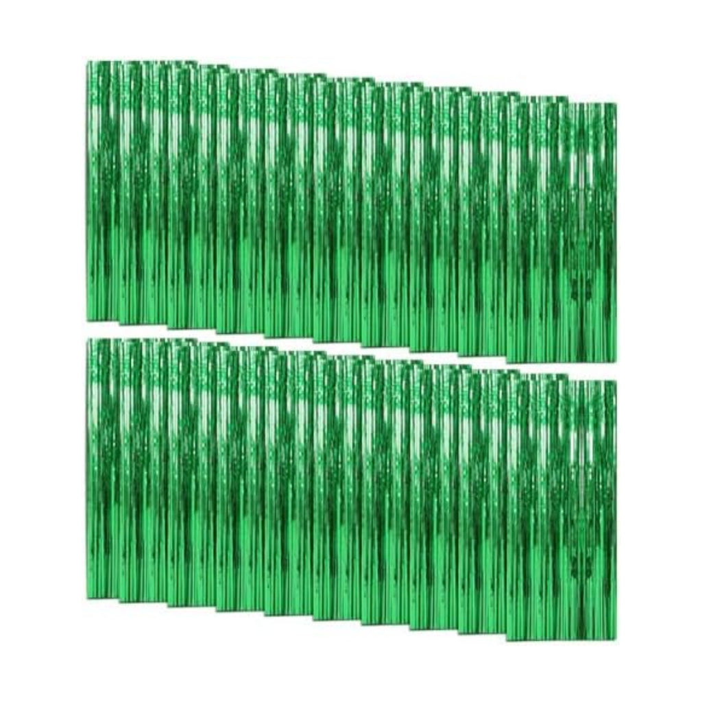 20 Pack Foil Curtain Backdrop Green Metallic Tinsel Foil Fringe Curtains Photo Booth Props for Birthday Wedding Engagement Baby Shower Bachelorette Christmas Holiday Celebration Party Decorations