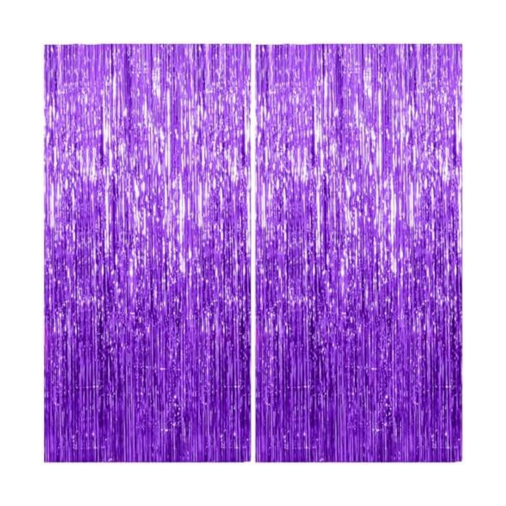 2 Pack Foil Curtain Backdrop Purple Metallic Tinsel Foil Fringe Curtains Photo Booth Props for Birthday Wedding Engagement Baby Shower Bachelorette Christmas Holiday Celebration Party Decorations