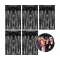 5 Pack Foil Curtain Backdrop Black Metallic Tinsel Foil Fringe Curtains Photo Booth Props for Birthday Wedding Engagement Baby Shower Bachelorette Christmas Holiday Celebration Party Decorations