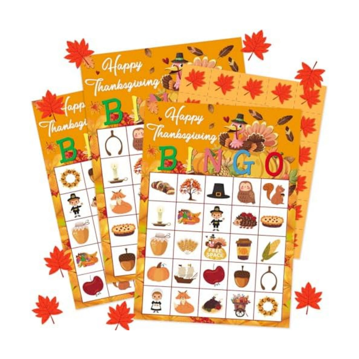 JUESMOS Thanksgiving Bingo Games for Kids Adults 24 Players Turkey Fall Thanksgiving Bingo Cards Thanksgiving Party Games Supplies Favors for Family School Classroom Game Activities 5 x 7 Inches