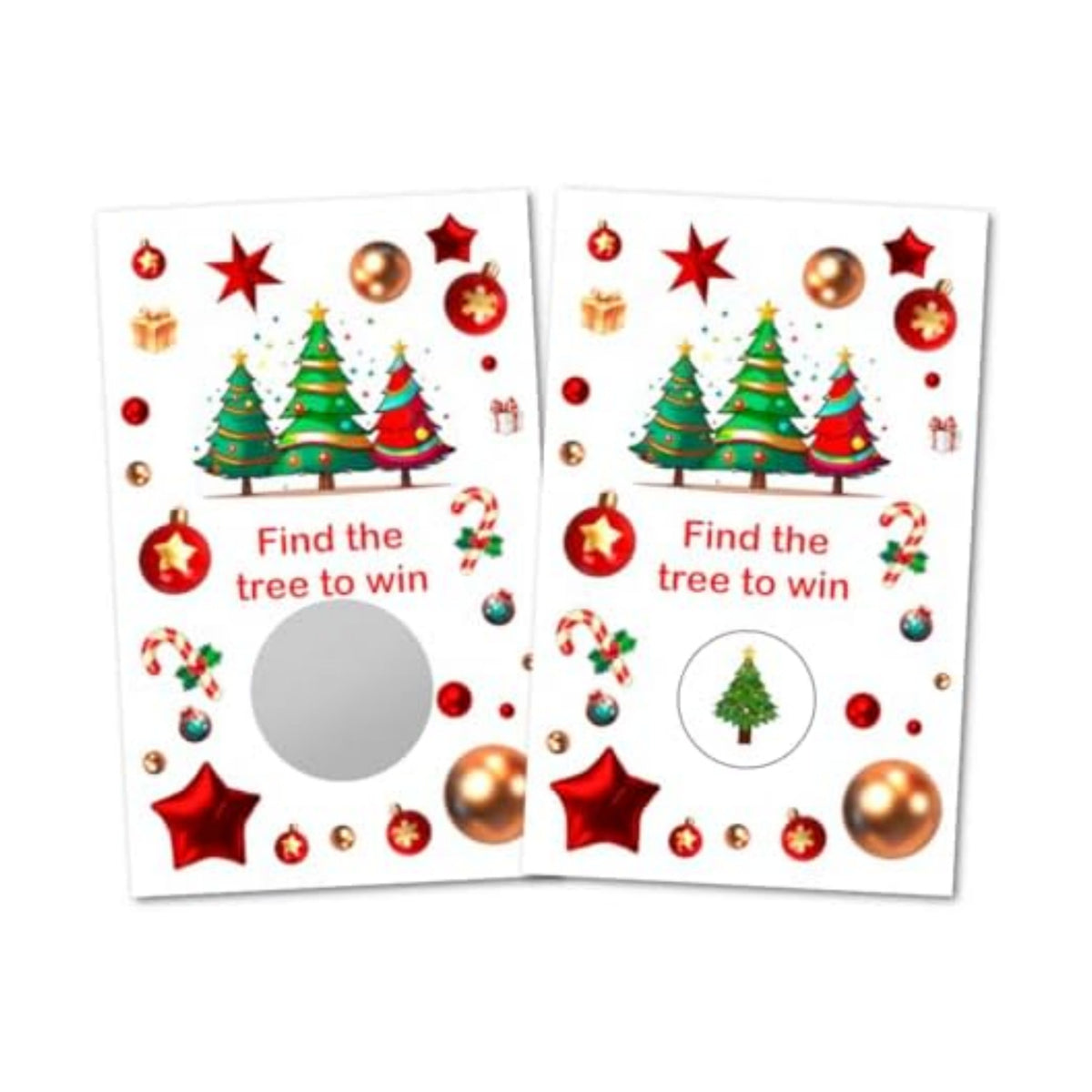 RokAPary Tree Christmas Party Game Scratch Off, Find the Tree Easy to Play Silly Games, Fun Idea, Ice Breaker Activity. DIY Raffle Cards, Set of 40 Cards, Merry Christmas. Made in USA