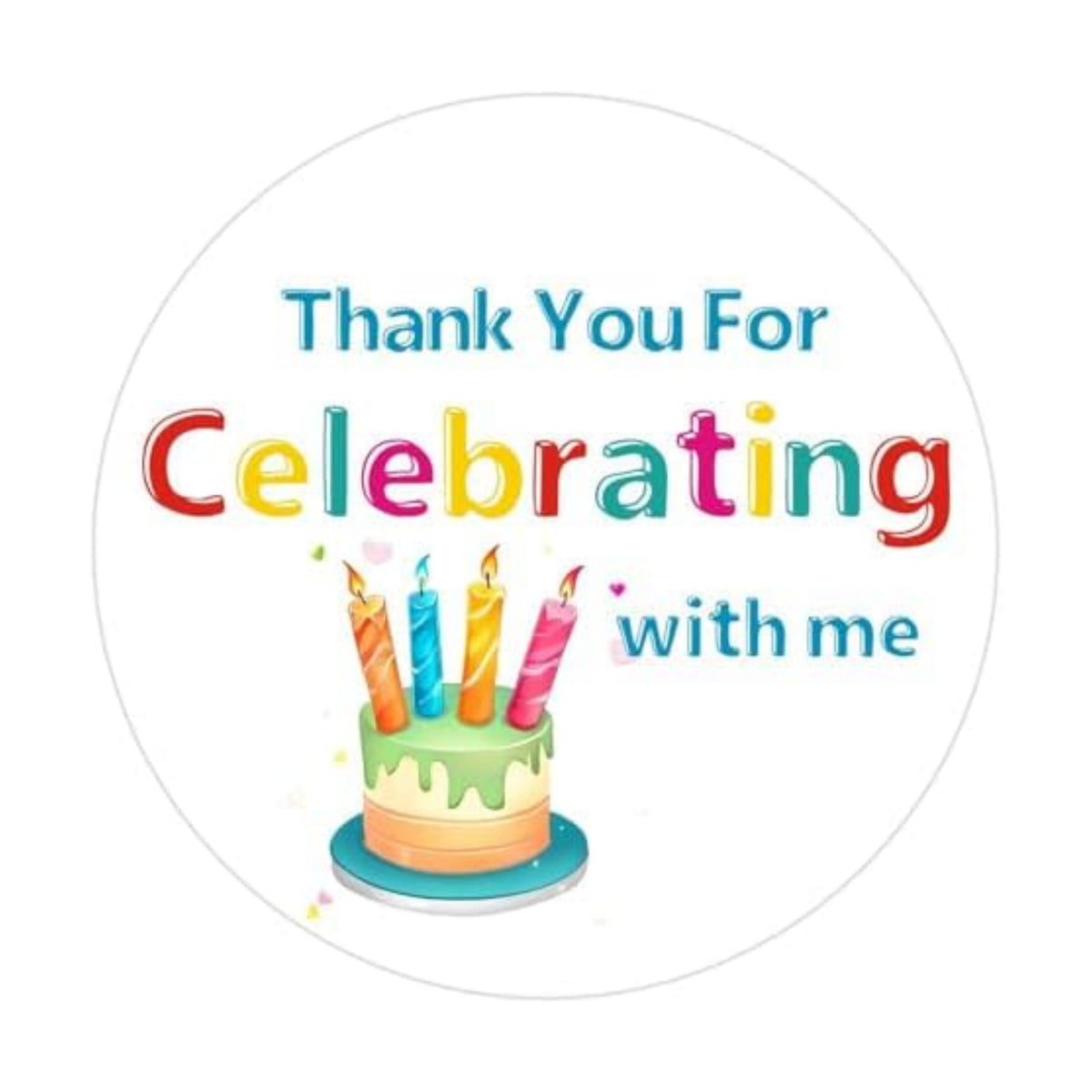 120 Pcs Thank You Stickers, 2 Inch Thank You for Celebrating with Me Stickers, Party Favors Labels for Birthday, Anniversaries, Envelope Seals (Cake)