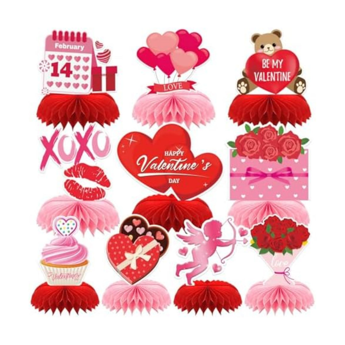 Valentine Table Centerpiece, 10Pcs Pink Heart Table Topper Decor