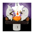 Halloween Ghost Campfire Night Light,Plug-in Wall Flickering Flame Nightlight,3D Cute Spooky Marshmallow Ghost Decoration for Bedroom,Spooky Season Home Halloween Decor for Kids Adults (Purple)