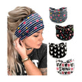4 Pcs Valentine's Day Headbands for Women, Black White Wide Turban Dress Up Costume Breathable Stretchy Non Slip Head Wrap, Love Heart Pattern Holiday Fall Winter Hair Band for Yoga Running Party