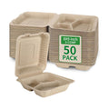 Aricsen Disposable 50 Pack 3 Compartment 8x9 Inch Take Out Food Containers