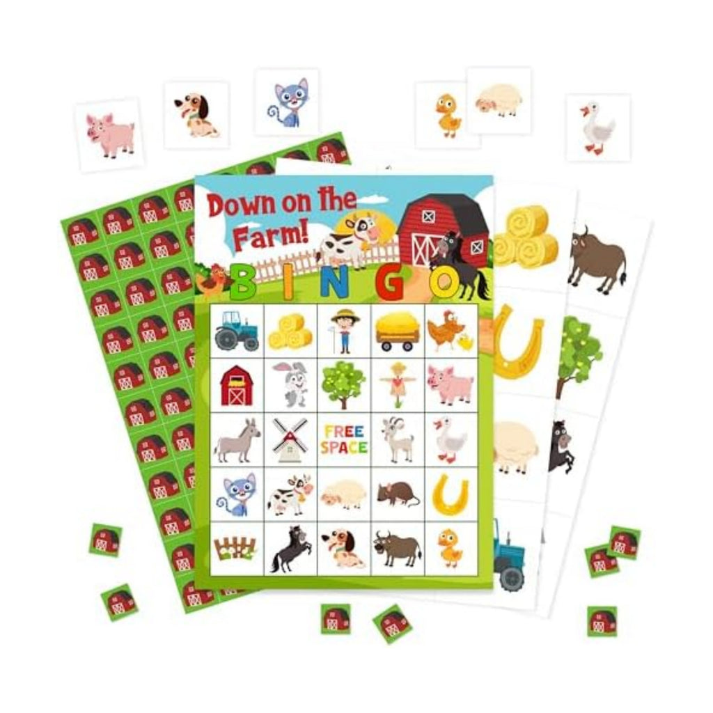 Farm Bingo Game, Farm Animals Bingo Cards Set, Birthday Party Bingo Supplies for Adults, Family Friends Activities Favors Decorations for 24 Player, 01