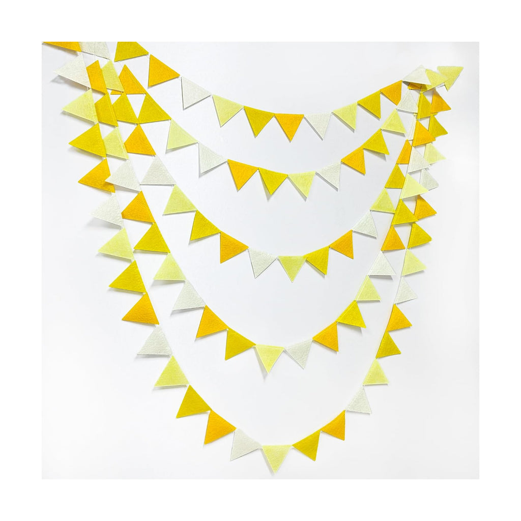 Yellow Party Decorations Ombre Yellow Felt Hanging Triangle Mini Bunting Pennant Banner Flag for Birthday Wedding Shower Bridal Shower Engagement Lemon Bee Sunflower Party Decor Supplies