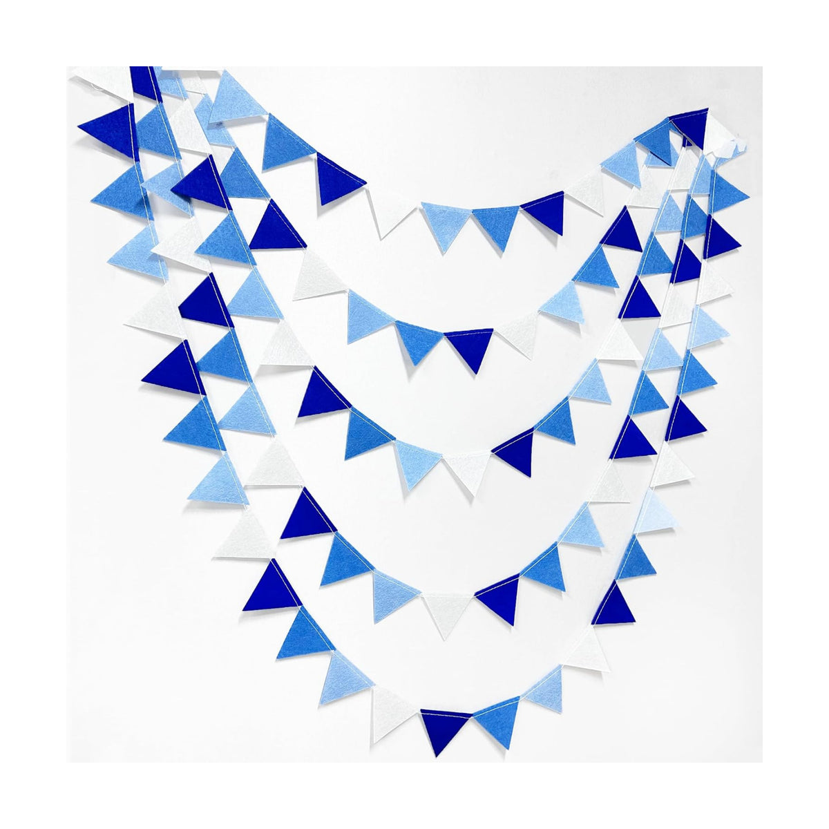 Blue Party Decorations Felt Hanging Triangle Mini Bunting Pennant Banner Flag for Birthday Wedding Shower Bridal Shower Engagement Under The Sea Nautical Ahoy Achor Party Decor Supplies