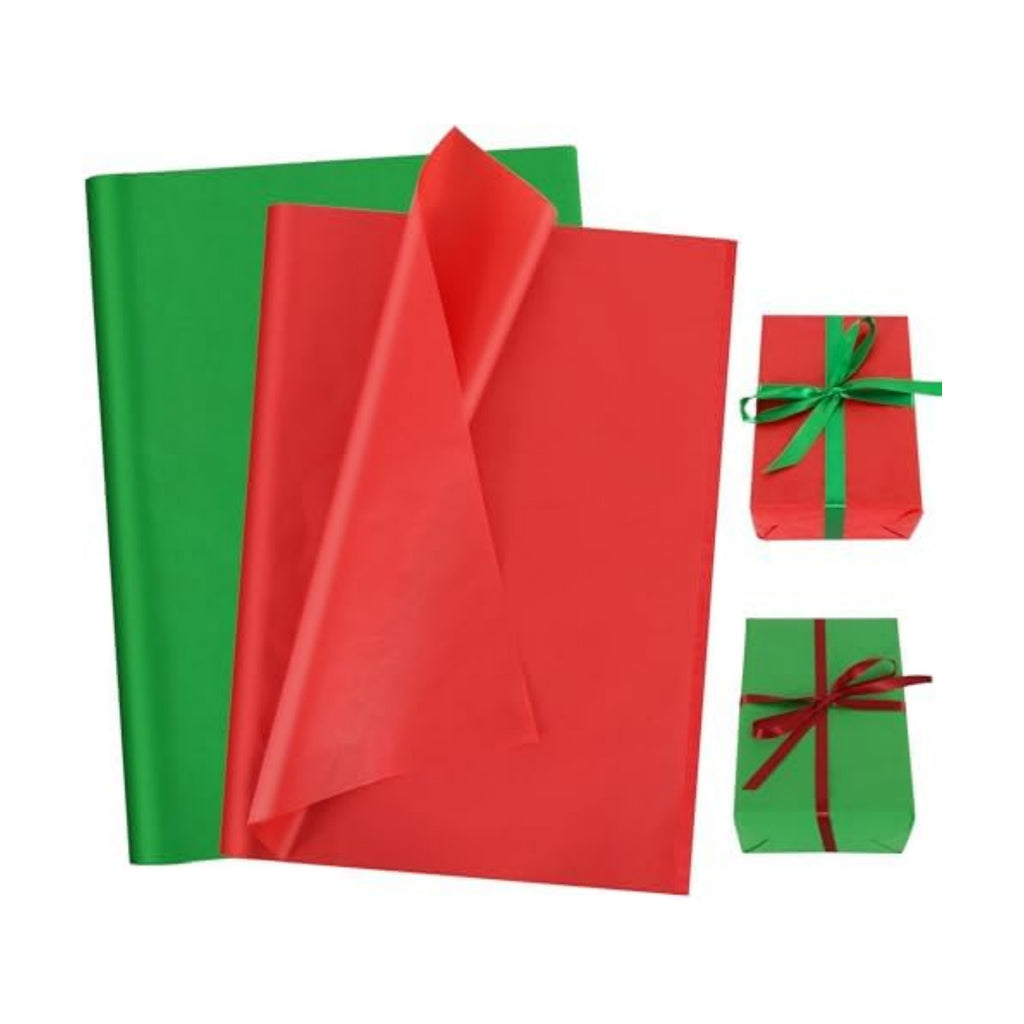 BEISHIDA 100 Sheets Red Green Tissue Paper Bulk, Wrapping Tissue Paper for Gift Bags, 14 x 20 Inch Gift Wrap for Christmas Birthday Wedding Graduation DIY Crafts Holiday Flowers