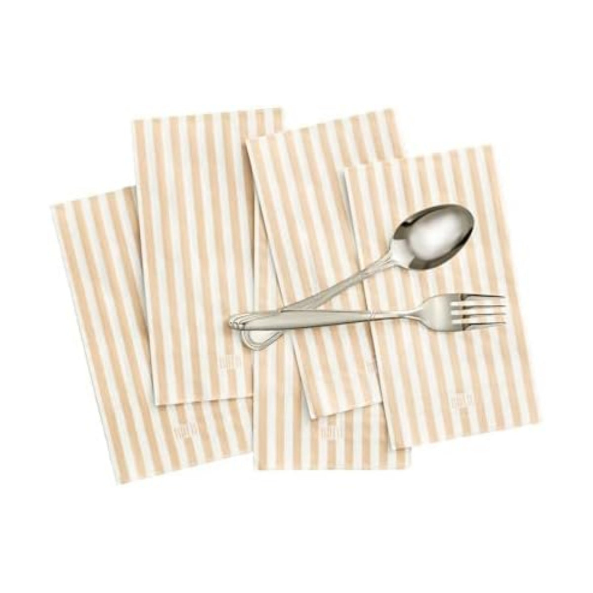 Khen 100-Count Luxury Disposable Napkins, European Stripes Design, 2-Ply Tableware, Linen-Feel Paper Guest Towels, Elegant Soft & Absorbent Hand Towel, Party Napkin or Placemats 15.75"x13" - Tan Beige