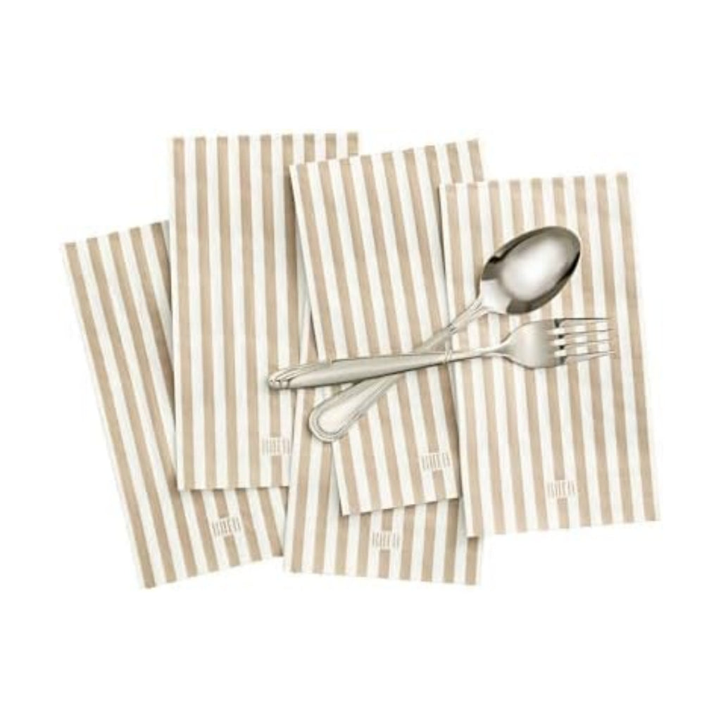Khen 100-Count Luxury Disposable Napkins, European Stripes Design – 2-Ply Tableware, Linen-Feel Paper Guest Towels Elegant Soft & Absorbent Hand Towel, Party Napkin Placemats, 15.75"x13" - Silver Grey