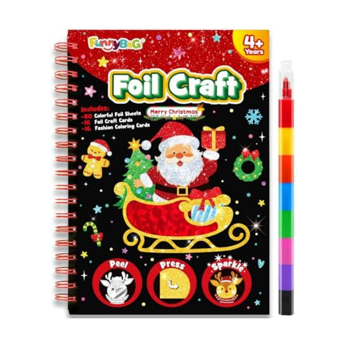 FUNNYB&G Christmas Foil Art Craft Kit for Kids, Birthday Gift Toy for Kids