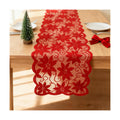 Red Lace Table Runners for Christmas Wedding Bridal Shower Baby Shower Party Table Decoration, Rustic Rose Embroidered Boho Table Runner,13 x 72 Inch (Red)
