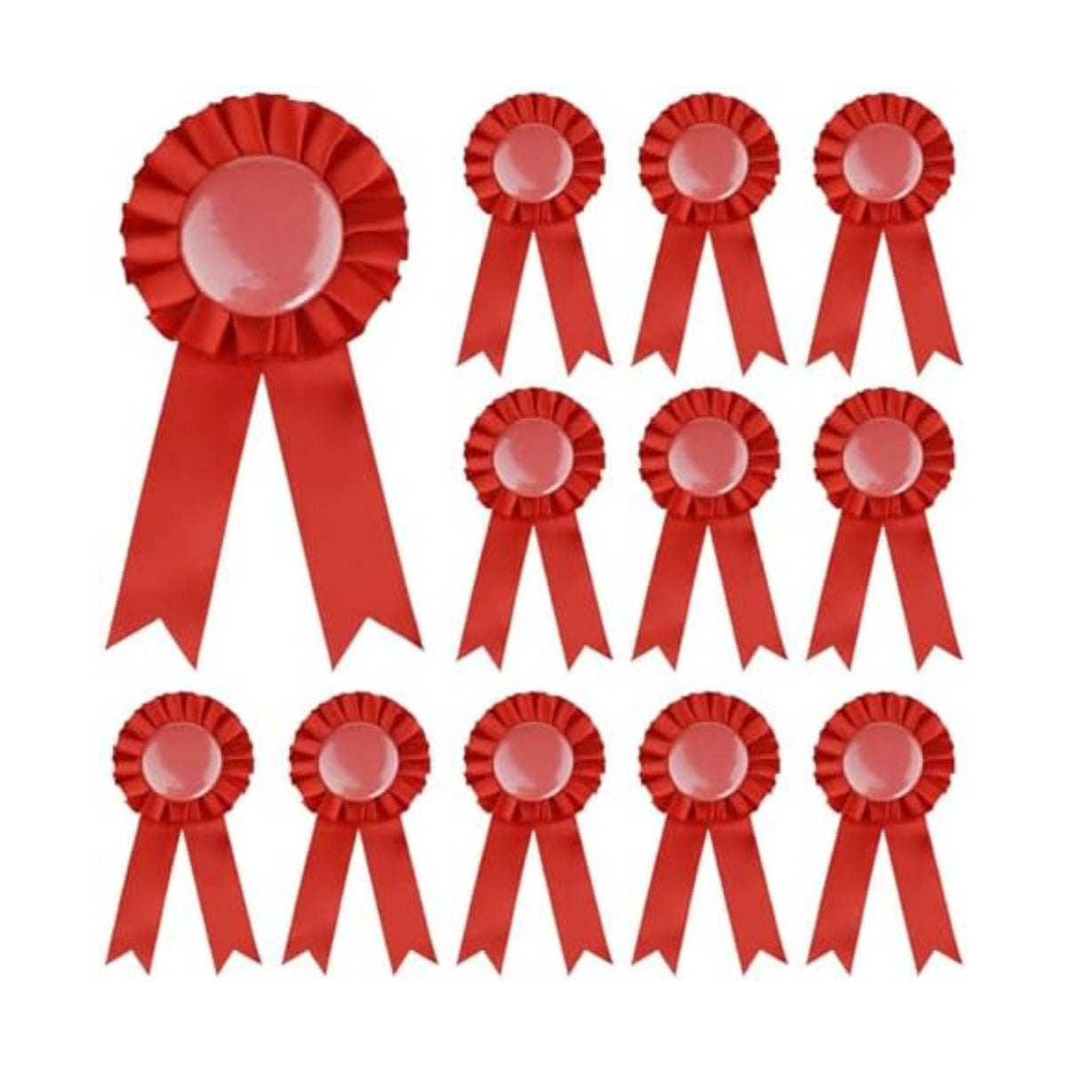 12 Pieces Blank Award Ribbon 1st 2nd 3rd Place Rosette Ribbon Award Medal Victory Ribbon for Competition Classroom Sport Event DIY Party Accessory(Red)