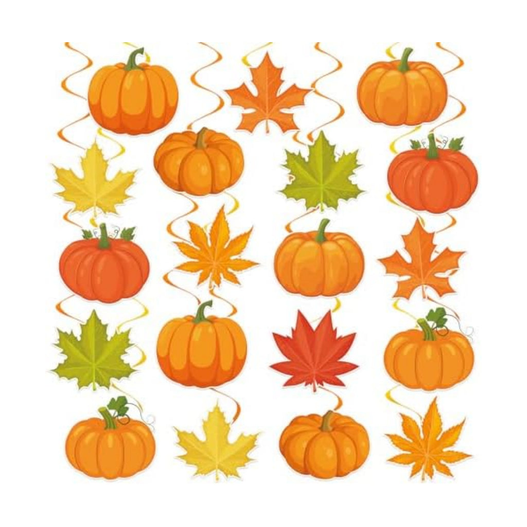 40Pcs Fall Pumpkin Maple Leaf Hanging Swirl Decorations, Autumn Thanksgiving Party Ceiling Hanging Swirls Fall Hanging Swirls Streamers for Autumn Thanksgiving Harvest Party Decor Supplies