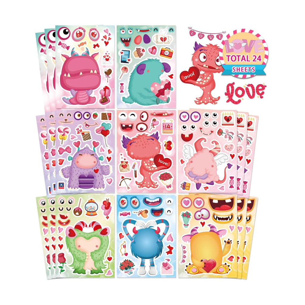 Make a Monster Face Stickers, Valentine's Day Stickers for Kids Classroom