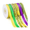 DECYOOL Mardi Gras Ribbon 6 Rolls 60 Yards Holiday Grosgrain Ribbons