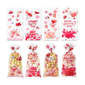 Valentines Goodie Bags, 120Pcs Valentines Treat Bags for Candy Goody Snacks Gifts Packing, Valentines Day Cellophane Bags With 135Pcs Twist Ties for Kids Classroom Party Favors - 4 Lovely Style