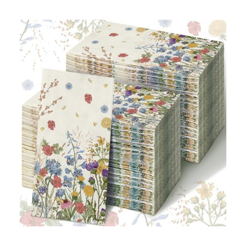 Seajan 200 Pcs Wildflower Guest Towels Disposable Paper Hand Napkins