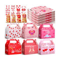 ReliThick 80 Pack Valentine's Day Treat Box with Cellophane Bags Heart Goodie Cookie Candy Boxes for Treats Valentine Gift Bag for Party(Chic)
