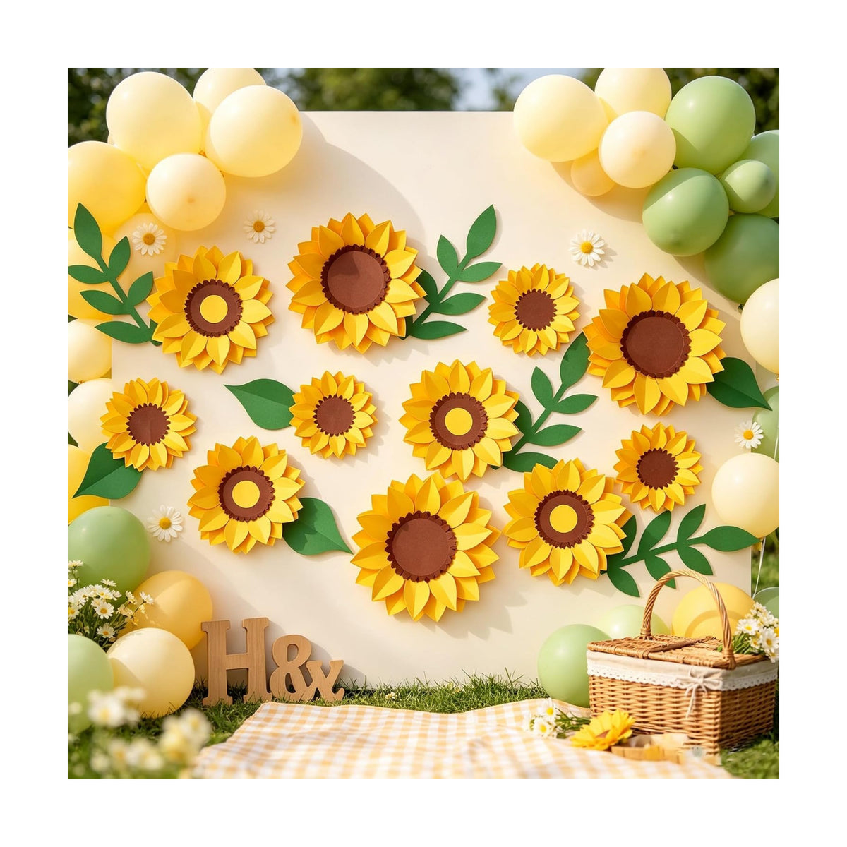 PAPER JAZZ Sunflower Paper Flower Decoration for Wall,3D Gaint Flower Wall Decor | Large Yellow Sunflowers for Bulletin Board Kitchen Living Room for Baby Shower,Nursery Room.