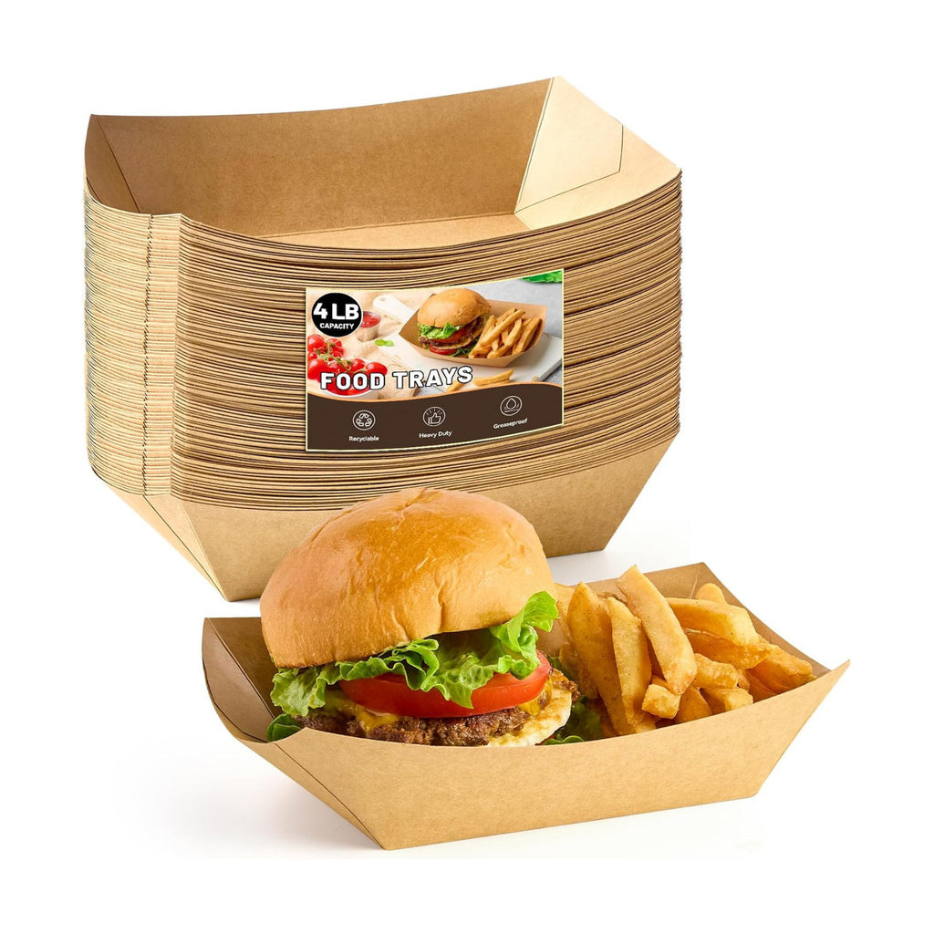 ZORRITA 50 Pack 4 LB Large Paper Food Trays
