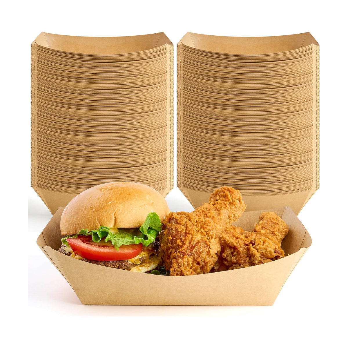 ZORRITA 100 Pack 5 LB Extra Large Paper Food Trays