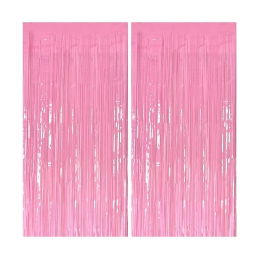 2 Pack Foil Curtain Pink Backdrop Streamers Metallic Tinsel Fringe Curtains Photo Booth Props for Birthday Wedding Engagement Bachelorette Christmas Holiday Celebration Party Decorations