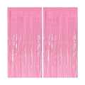 2 Pack Foil Curtain Pink Backdrop Streamers Metallic Tinsel Fringe Curtains Photo Booth Props for Birthday Wedding Engagement Bachelorette Christmas Holiday Celebration Party Decorations