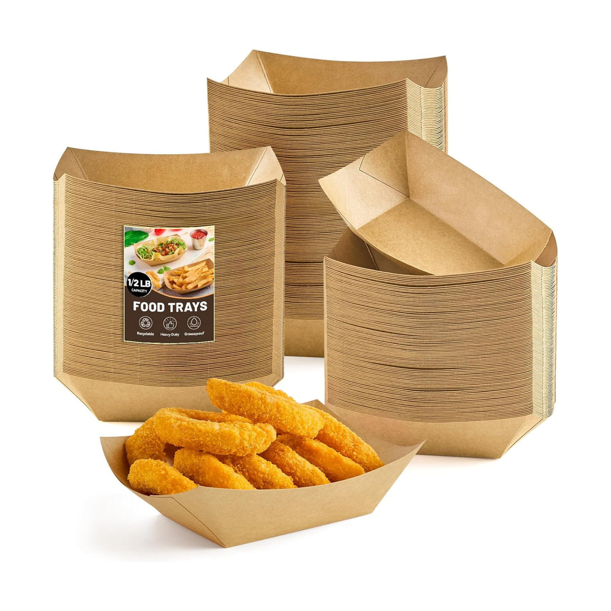 ZORRITA 120 Pack 1/2 Lb Small Paper Food Trays