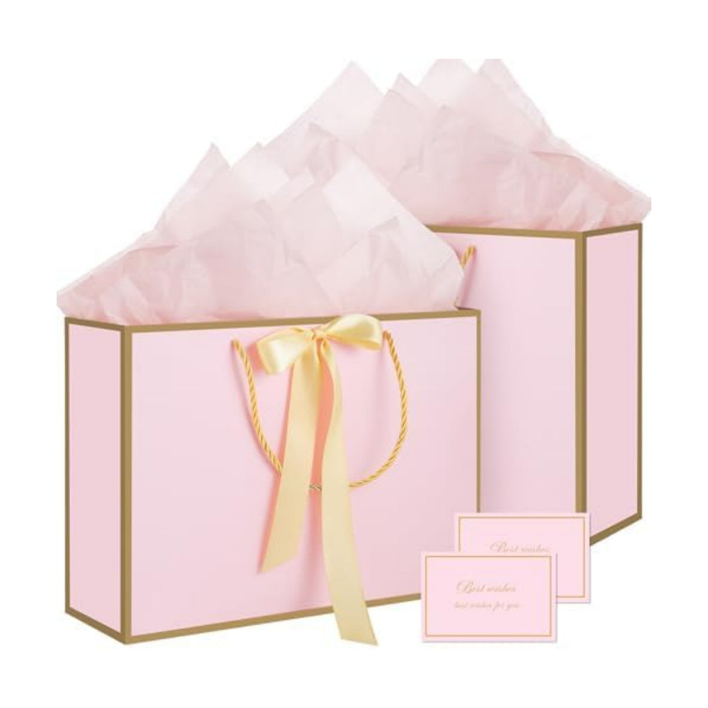 woric Pink Gift Bags with Handles, 14" Medium Gift Bags with Tissue Paper