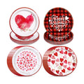 100 Pcs Valentine‘s Day Paper Plates 9 Inches Disposable Round Heart Plates for Valentine‘s Day Party Table Decor