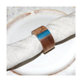 Wooden Napkin Rings Set of 8 for Dinning Table Decor - Acacia Wood Resin Napkin Holder Blue Napkin Ring for Home and Kitchen Décor (Round Shape)