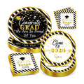 100PCS Graduation Paper Plates and Napkins Set- (25 Guests)