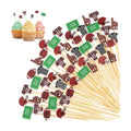 Aodaer 200 Pieces Football Toothpicks 5.12 Inch Football Cocktail Picks Food Picks for Appetizers Bamboo Football Skewers for Sports Birthday Rugby Football Themed Party Decoration