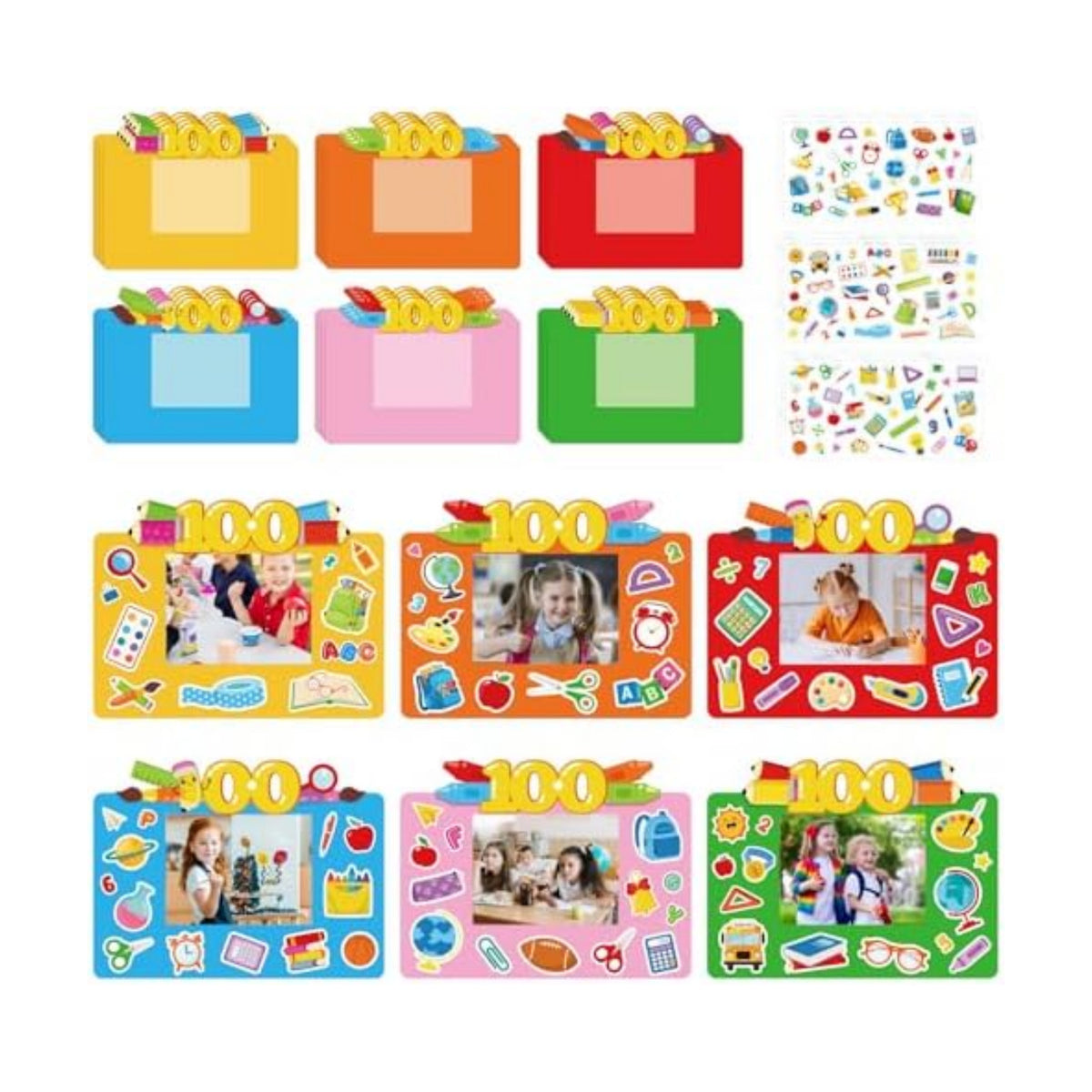 Sereliy 24 Packs 100th Day of School Picture Frame Craft Kits for Kids 100 Days DIY Art Craft 100th Day of School Party Decoration Favor Home Classroom Game Activities (100 Day)
