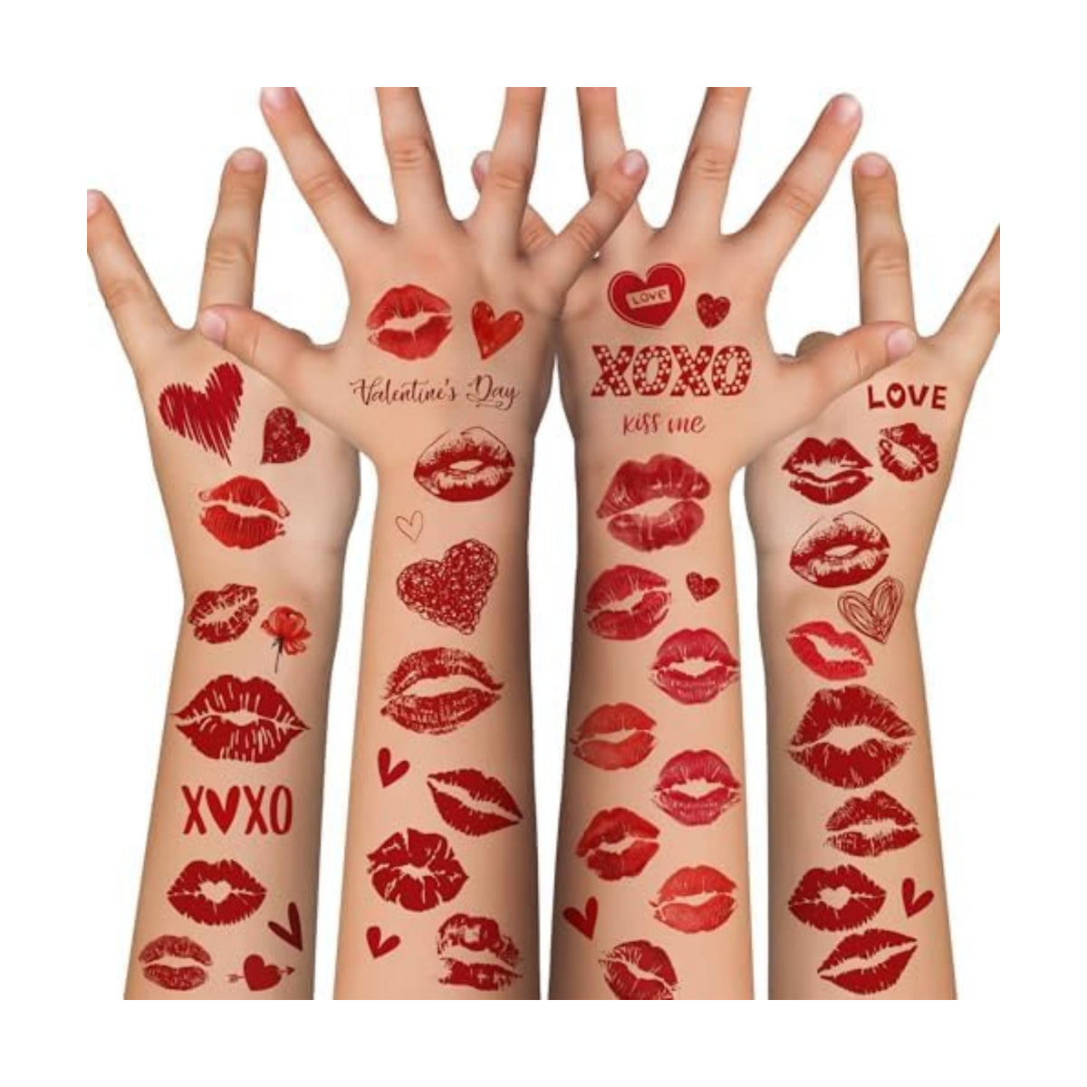 Cupid Costume Women - 120 Pack Kiss Tattoos Temporary - Lip Tattoo Cupid Accessories Bow and Arrow Shirts Dress | Heart Lipstick Stickers Gifts Holiday Party Favors Crafts Decor for Women Adults