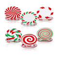 Fourluoo 96 Pcs Christmas Paper Plates Disposable 9 Inch Red White and Green Candy Dessert Cake Dinner Plates Bulk for Xmas Holiday Party Favor Supplies