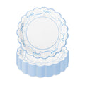 JarThenaAMCS 50Pcs Blue Bow Paper Plate Scalloped Bowknot Baby Shower Disposable Plate 9 Inch Decorative Dinner Plates for Birthday Party Table Decor