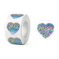 500 PCS Silver Glitter Heart Stickers, 1.5inch Silvery Metallic Sparkling Stickers Self Adhesive Waterproof Reflective Love Decorative Labels for envelopes Valentine's Day Mother's Day Decor