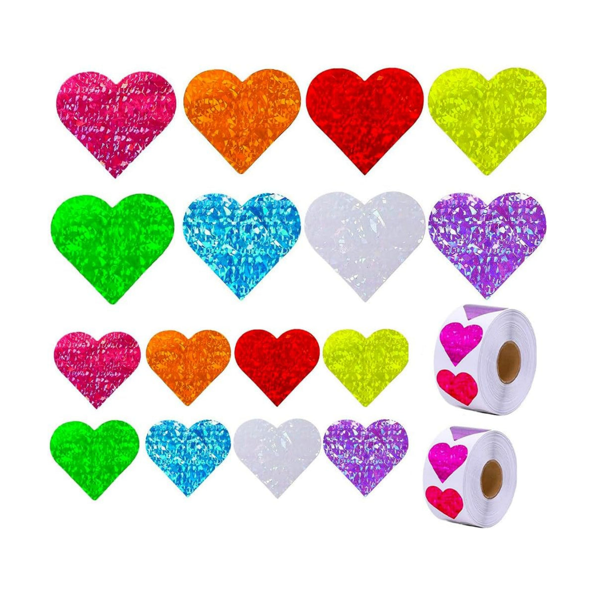 1000Pcs Shining Laser Heart Stickers,1Inch Scrapbook Heart & 1.5inch Romance Love Stickers for Kids Valentine’s Day Supplies Valentines Day Mothers Day Decor