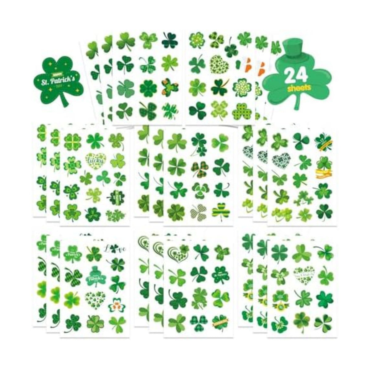 309 PCS St. Patrick's Day Stickers - 24 Sheets Lucky Shamrock Stickers