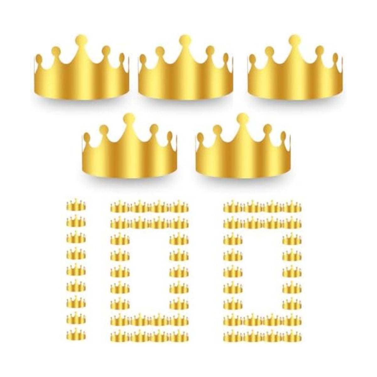 100 PCS Gold Large Size Paper Crowns, Adjustable Birthday Party Hats, Suitable for Children's Birthday Parties, Family Banquets Headwear (Gold, 23" * 4.5")