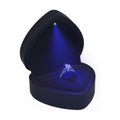 LED Lighted Ring Box, Heart Shaped Black Engagement Ring Case
